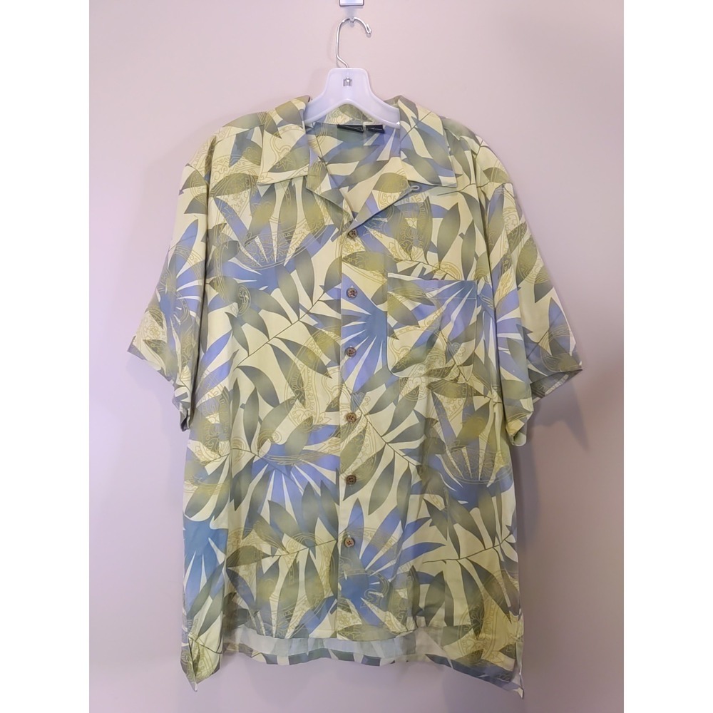 WF‎ Men Aloha Tropical Multi Pattern Silk Shirtsleeve Shirt Size Large